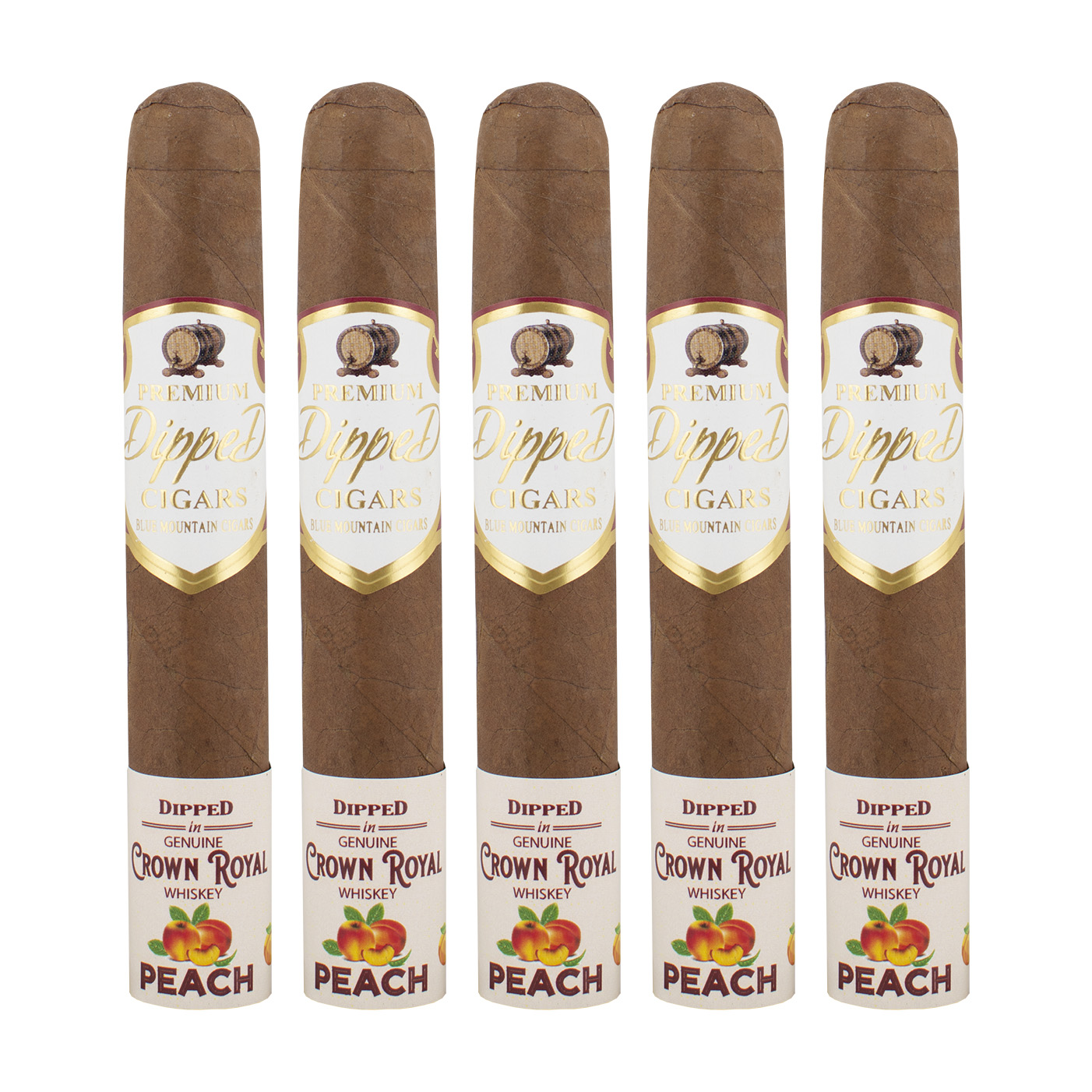 Blue Mountain Genuine CR Whiskey Peach Robusto Cigar - 5 Pack
